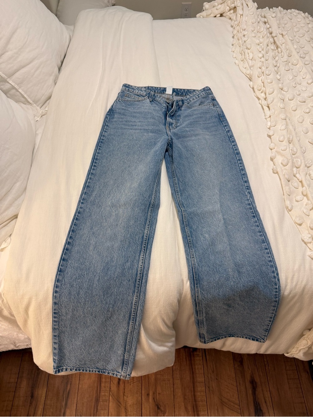 H&M Wide-Leg Jeans in Light Blue Denim
